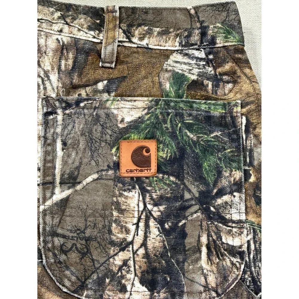 Vintage Carhartt Men 38 B235977 Camo Dungaree Hunting Carpenter Cargo Pants‎ USA